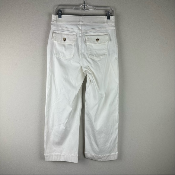 Spanx White Shaping Stretch Twill Cropped Wide Leg Pants Size Large - Picture 3 of 8